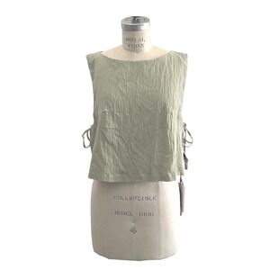 Cider Sage Green Side Tie Crop Tank Cotton Lined Boho Summer Top Size XL NWT